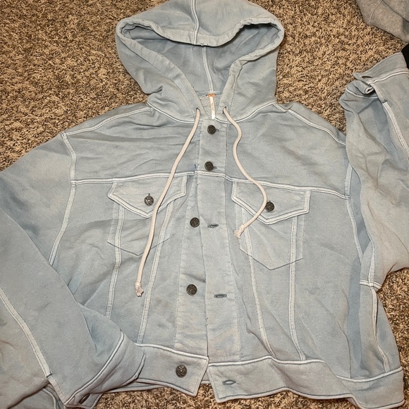 Free People Blue Button Up Jacket - Picture 2 of 5